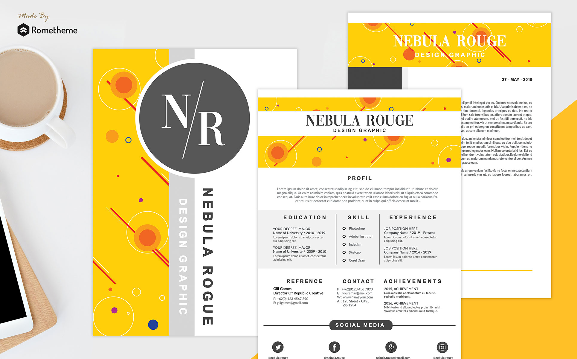 Download Резюме "Nebula Rouge - Resume Template" / Nebula Rouge - Resume Template - Резюме на тему графика creative curriculum cv freelance freelancer hire illustrator job minimalist modern personal photoshop portfolio resume simple