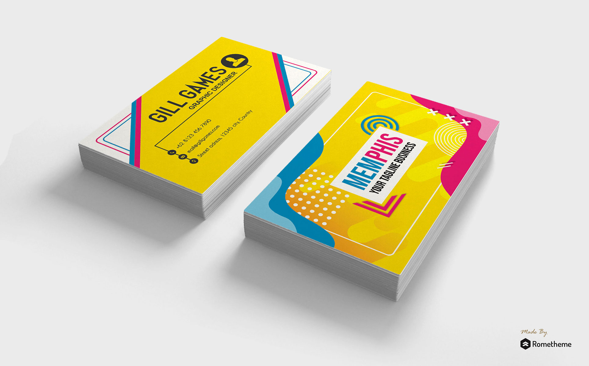 Download Фирменный стиль "Memphis - Business Card - Corporate Identity Template" / Memphis - Business Card - Corporate Identity Template - Фирменный стиль на тему графика brand branding business clean company corporate creative fashion modern personal photography printable professional sided simple card identity