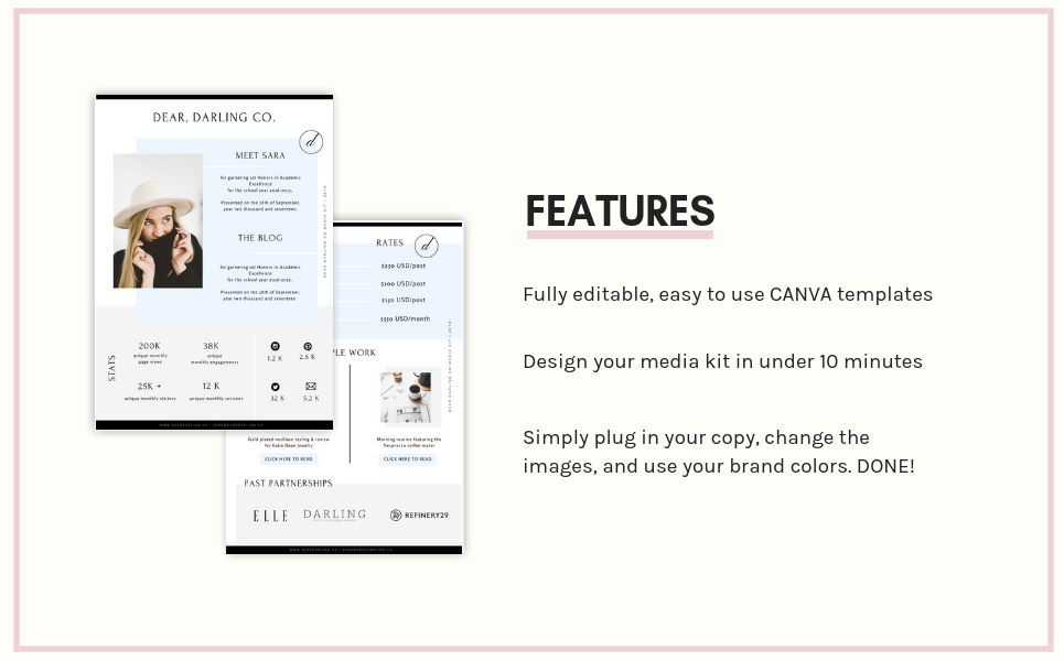 Download UI элементы "CANVA Bloggers Media Kit UI Elements" / CANVA Bloggers Media Kit UI Elements - UI элементы на тему графика bloggers media kit modern canva template blog pr minimal feminine fashion beauty