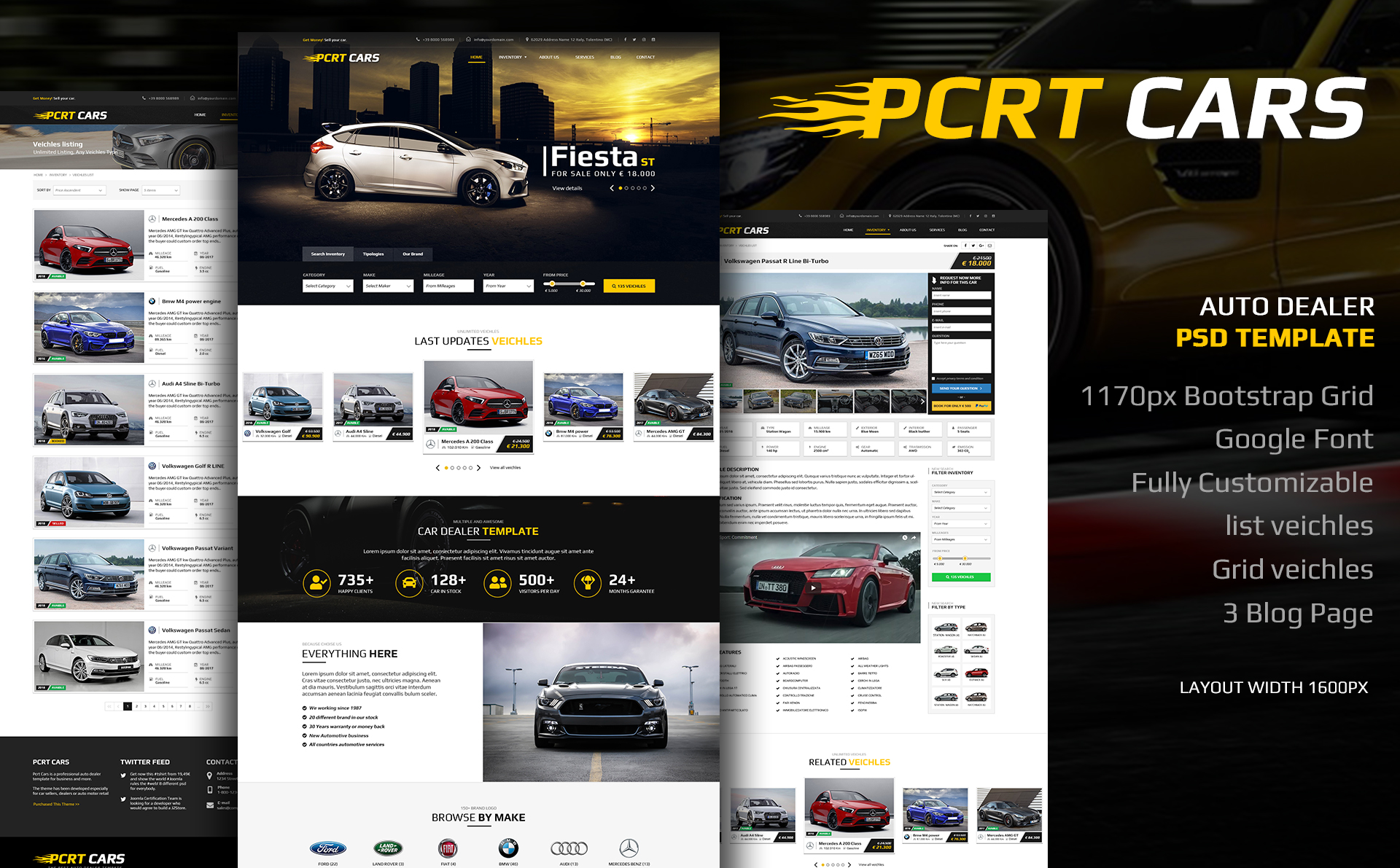 Download PSD шаблон "Pcrt Cars - Automotive Car Dealer PSD Template" / Pcrt Cars - Automotive Car Dealer PSD Template - PSD шаблон на тему автодилер auto dealer auto-salon automarket automotive car veichle gallery grid veichles list bootstrap automobile dealership theme bootrasp grig bootstrasp boostrap template