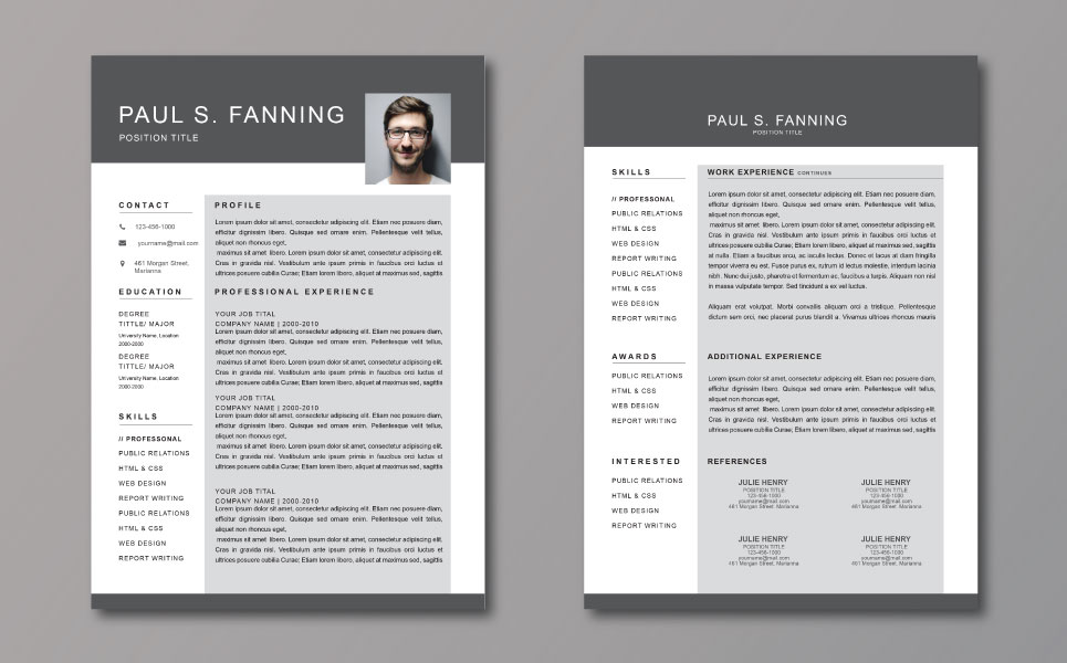 Download Резюме "Five Style Two Page Bundle Resume Template" / Five Style Two Page Bundle Resume Template - Резюме на тему графика resume template cover letter a4 us paper cv design graphic designlimb free best lowcost page vector editable elements document printable