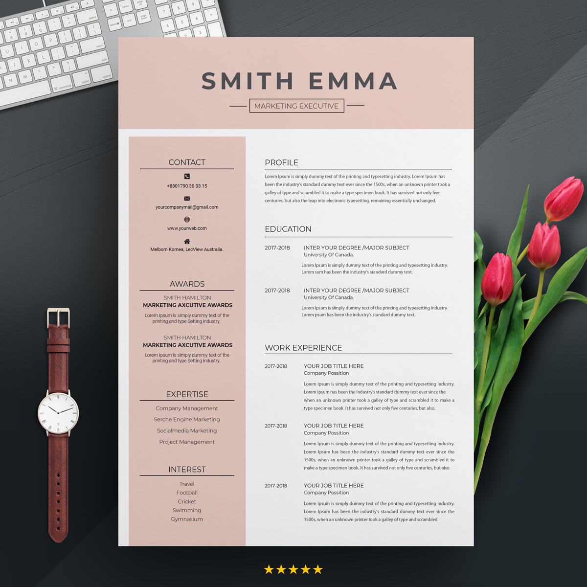 Download Резюме "Smith Emma Resume Template" / Smith Emma Resume Template - Резюме на тему графика resume template clean cv word modern free templates professional simple design microsoft doc creative minimalist psd