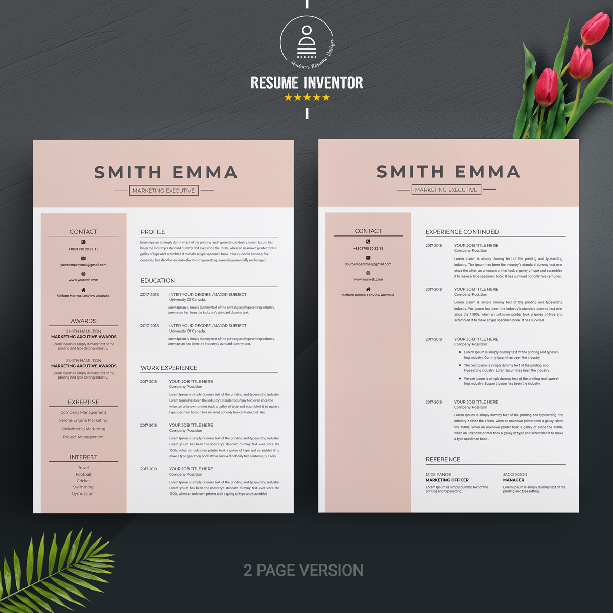 Download Резюме "Smith Emma Resume Template" / Smith Emma Resume Template - Резюме на тему графика resume template clean cv word modern free templates professional simple design microsoft doc creative minimalist psd