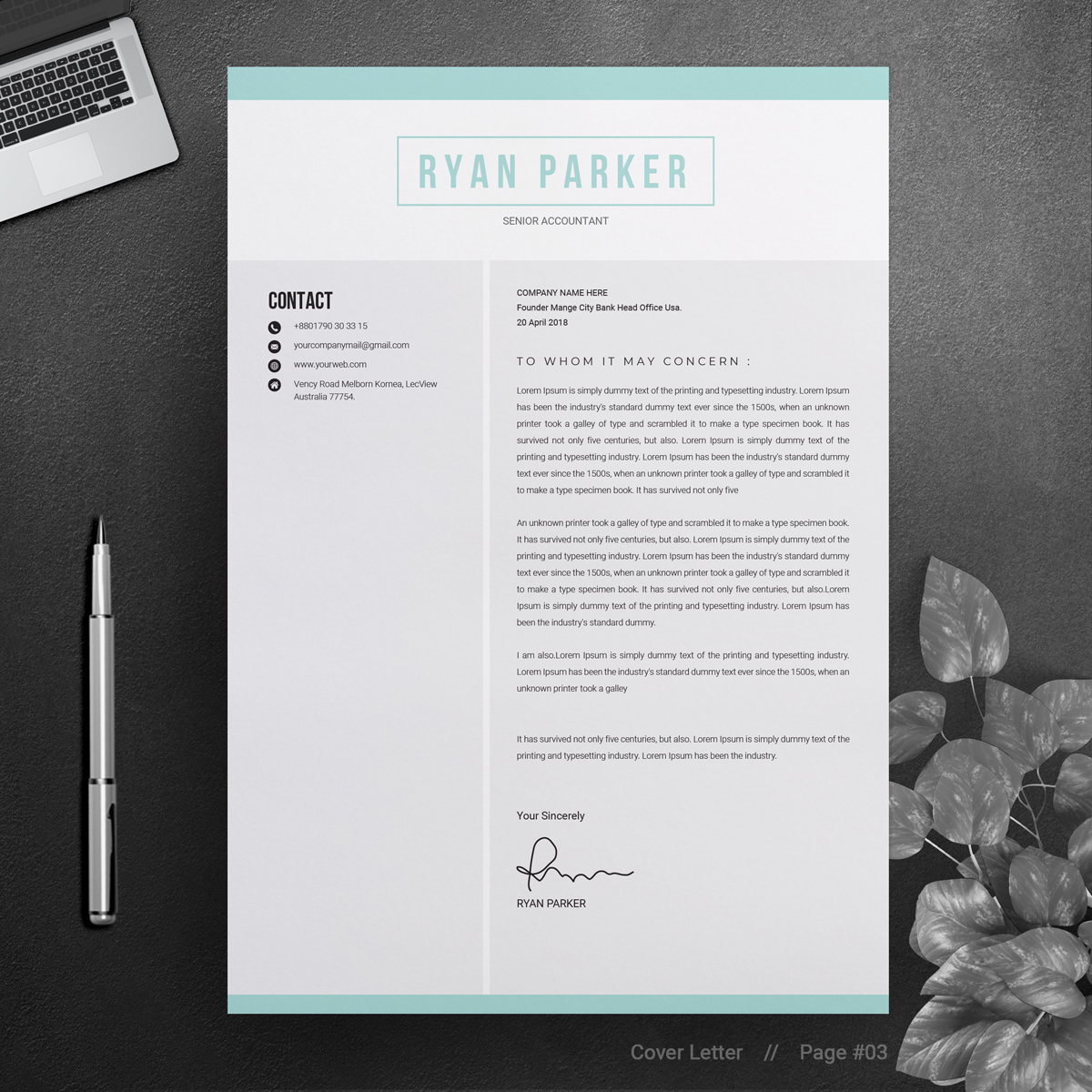 Download Резюме "Ryan Parker  Professional Resume Template" / Ryan Parker  Professional Resume Template - Резюме на тему графика resume template clean cv word modern free templates professional simple design microsoft doc creative minimalist psd cover letter