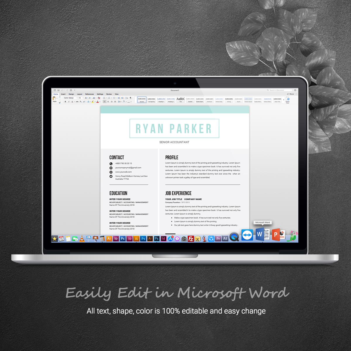 Download Резюме "Ryan Parker  Professional Resume Template" / Ryan Parker  Professional Resume Template - Резюме на тему графика resume template clean cv word modern free templates professional simple design microsoft doc creative minimalist psd cover letter