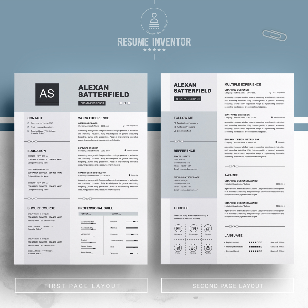Download Резюме "Alex For Job Resume Template" / Alex For Job Resume Template - Резюме на тему графика resume template download simple best free curriculum vitae cv word apple pages professional microsoft photoshop psd illustrator eps 1 page
