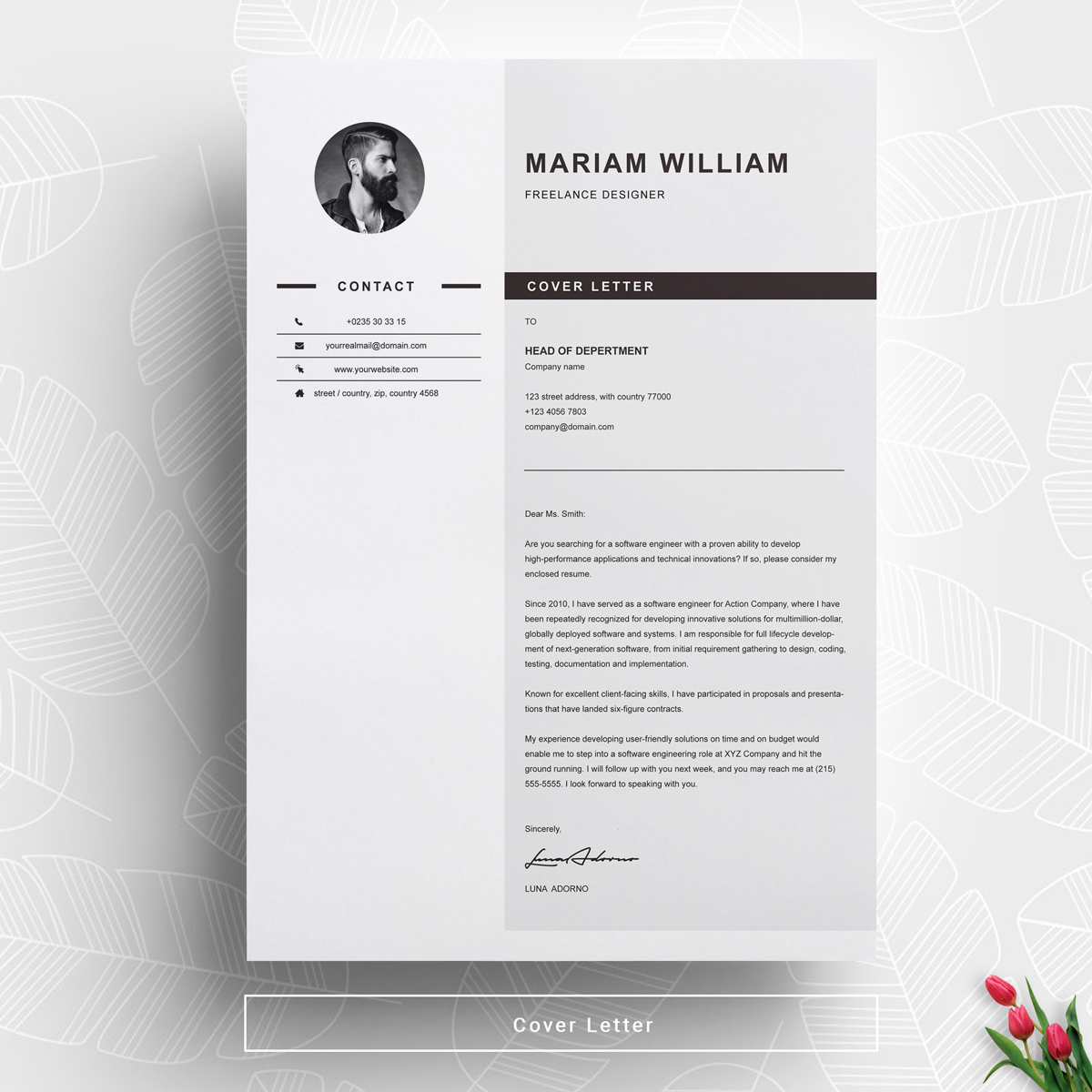 Download Резюме "Бесплатный шаблон для сайта фрилансера" / Freelancer Resume Template - Резюме на тему графика modern resume template cv professional curriculum vitae word minimal simple printable 2 page photo