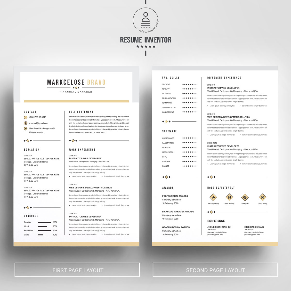 Download Резюме "Clean & Creative Marcelose Bravo Resume Template" / Clean & Creative Marcelose Bravo Resume Template - Резюме на тему графика clean resume creative designer modern professional design template templates simple teacher two page