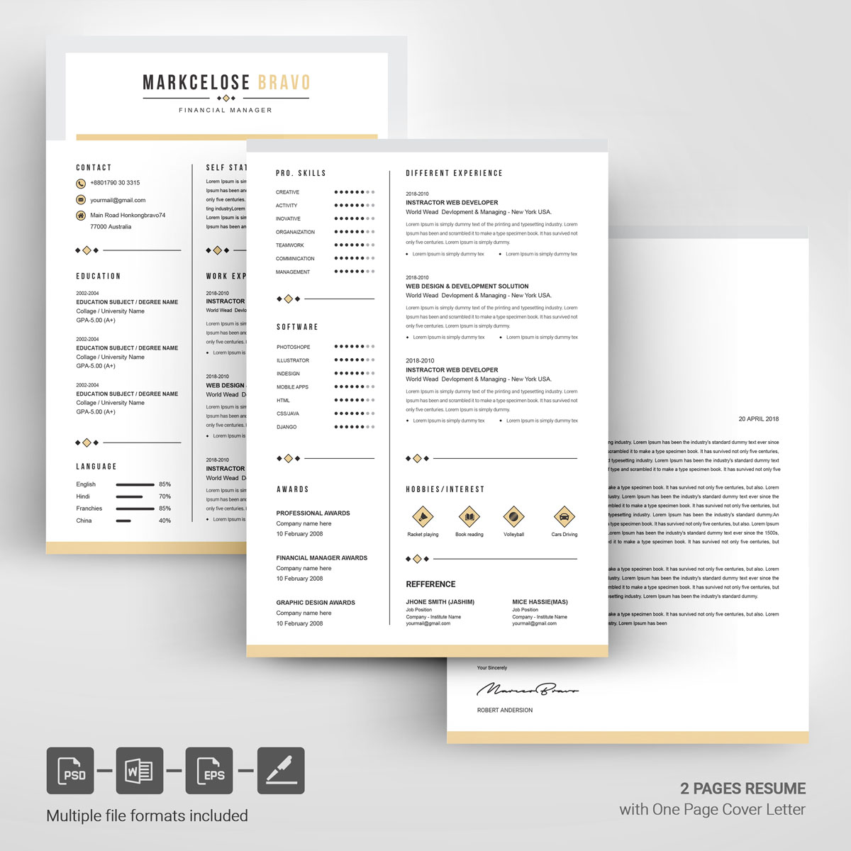 Download Резюме "Clean & Creative Marcelose Bravo Resume Template" / Clean & Creative Marcelose Bravo Resume Template - Резюме на тему графика clean resume creative designer modern professional design template templates simple teacher two page