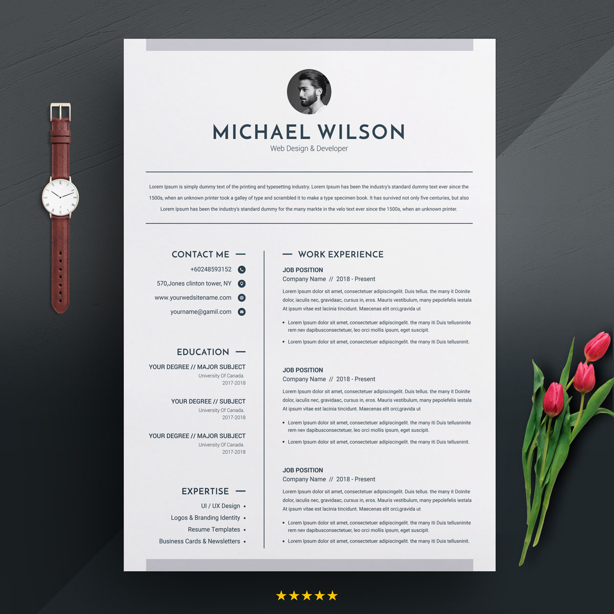 Download Резюме "Michael Wilson Resume Template" / Michael Wilson Resume Template - Резюме на тему графика resume template cv modern clean basic two page curriculum vitae creative microsoft word mac pages photoshop psd illustrator eps 1