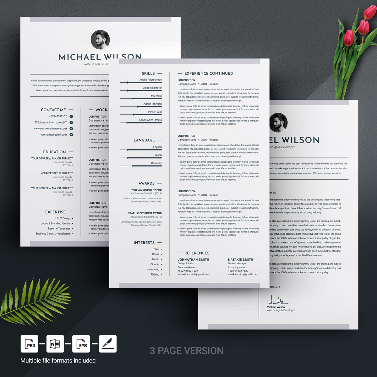 Download Резюме "Michael Wilson Resume Template" / Michael Wilson Resume Template - Резюме на тему графика resume template cv modern clean basic two page curriculum vitae creative microsoft word mac pages photoshop psd illustrator eps 1