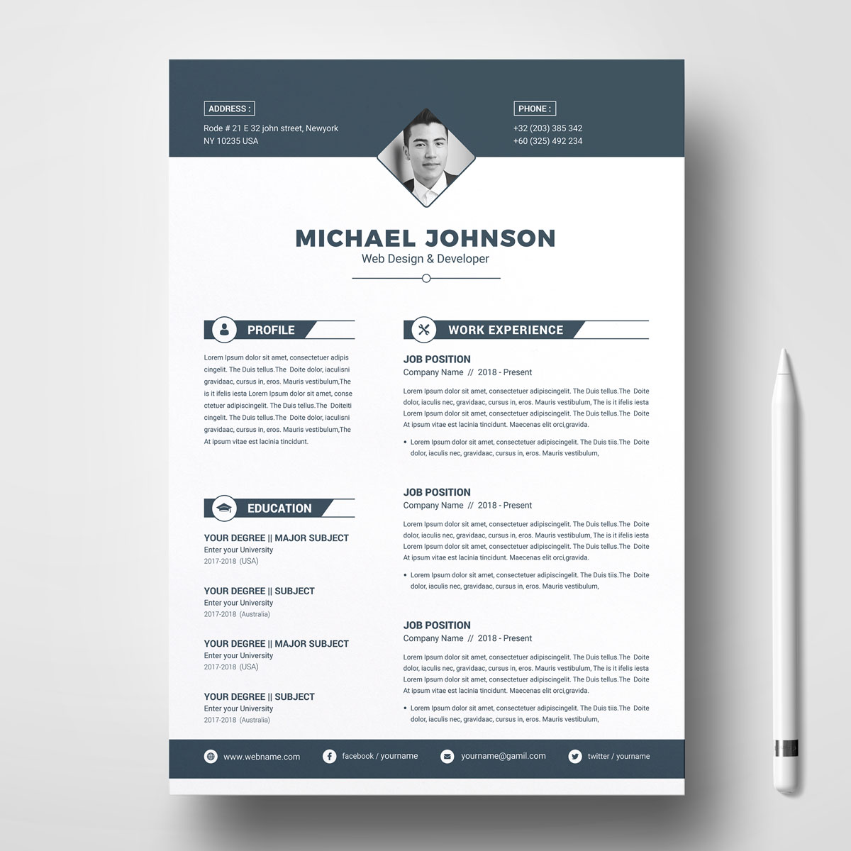 Download Резюме "Michael Johnson Resume Template" / Michael Johnson Resume Template - Резюме на тему графика resume template mac page 3 best clean cover letter creative curriculum vitae cv free modern design microsoft word pages photoshop