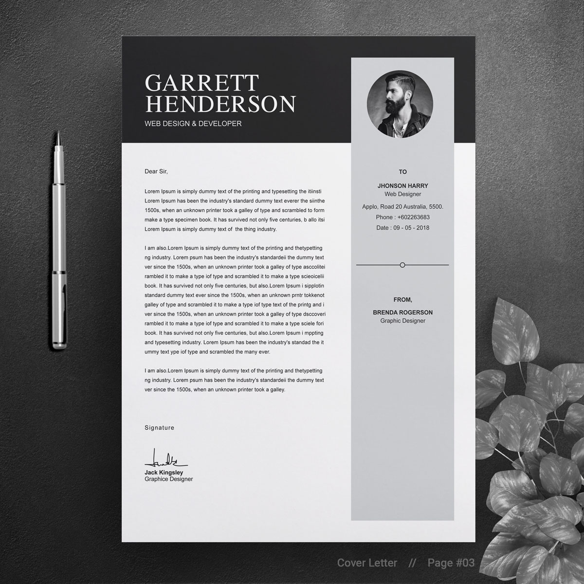 Download Резюме "Garrett Henderson Resume Template" / Garrett Henderson Resume Template - Резюме на тему графика cv template curriculum vitae modern resume clean word microsoft minimal professional mac pages photoshop psd illustrator eps 1 page 2