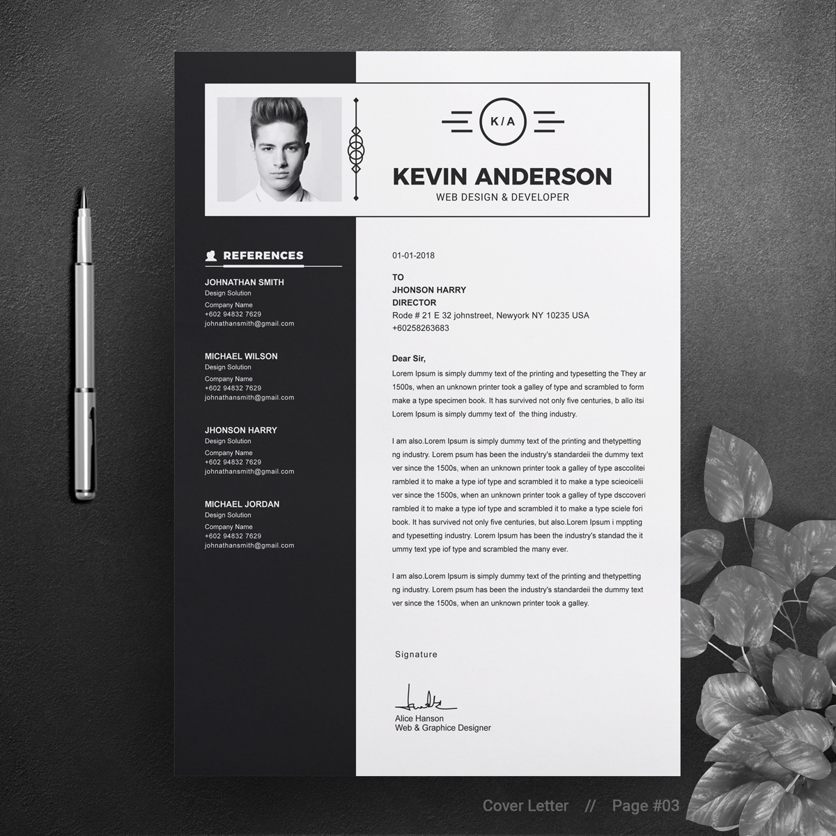 Download Резюме "Kevin Anderson Resume Template" / Kevin Anderson Resume Template - Резюме на тему графика resume template cv curriculum vitae modern clean word microsoft minimal professional mac pages photoshop psd illustrator eps 1 page 2