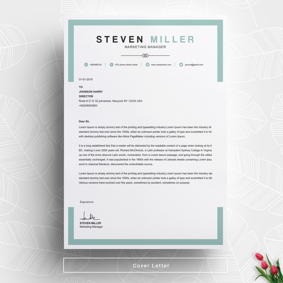Download Резюме "Steven Miller Resume Template" / Steven Miller Resume Template - Резюме на тему графика resume template cv curriculum vitae modern clean word microsoft minimal professional mac pages photoshop psd illustrator eps 1 page 2