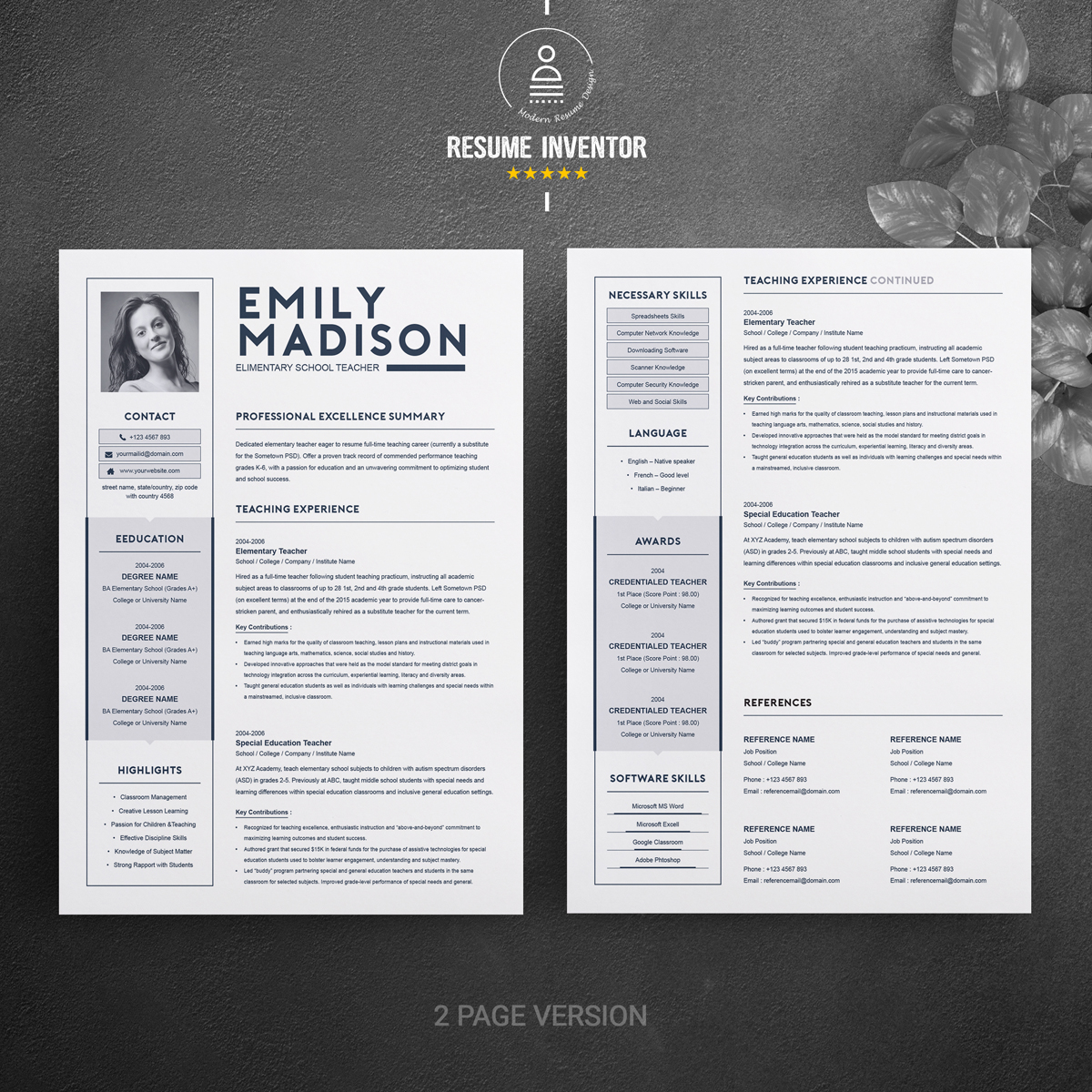 Download Резюме "Emily Madison Resume Template" / Emily Madison Resume Template - Резюме на тему графика resume template cv professional free apple page clean curriculum vitae with photo psd word microsoft mac pages photoshop illustrator eps