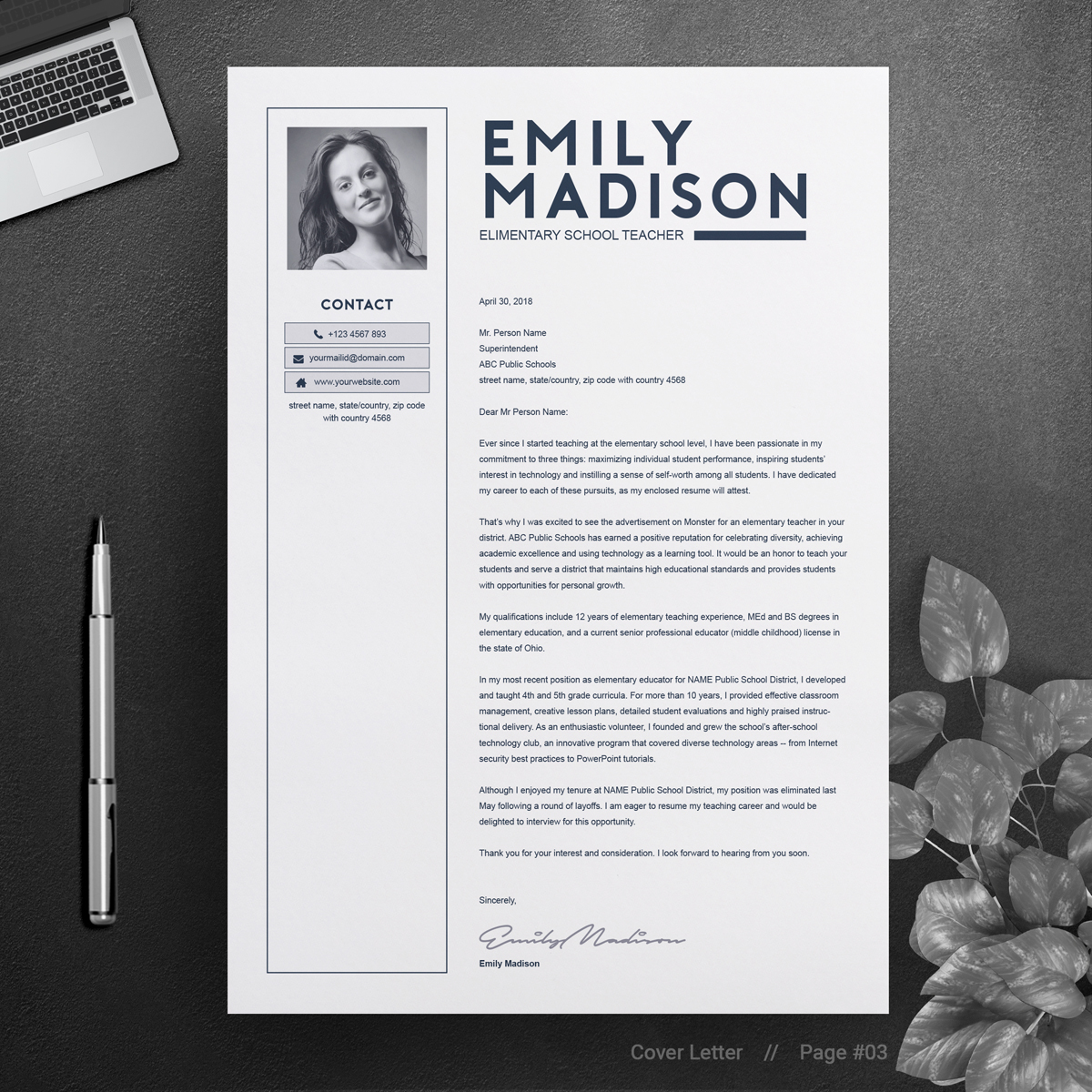 Download Резюме "Emily Madison Resume Template" / Emily Madison Resume Template - Резюме на тему графика resume template cv professional free apple page clean curriculum vitae with photo psd word microsoft mac pages photoshop illustrator eps