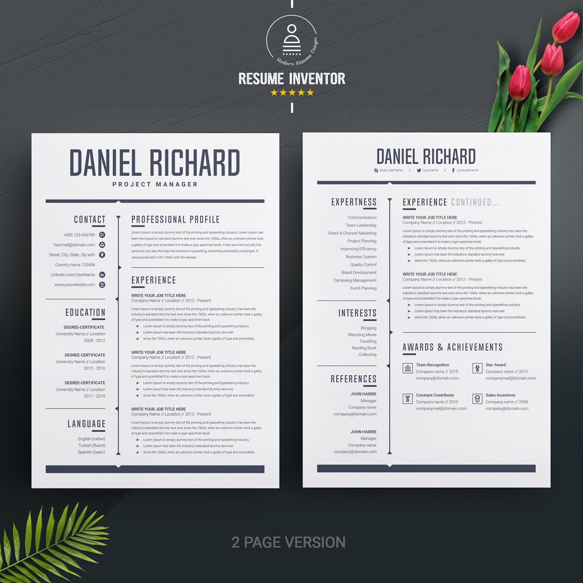 Download Резюме "Daniel Resume Template" / Daniel Resume Template - Резюме на тему графика resume template mac page 3 best clean cover letter creative curriculum vitae cv free modern design microsoft word pages photoshop