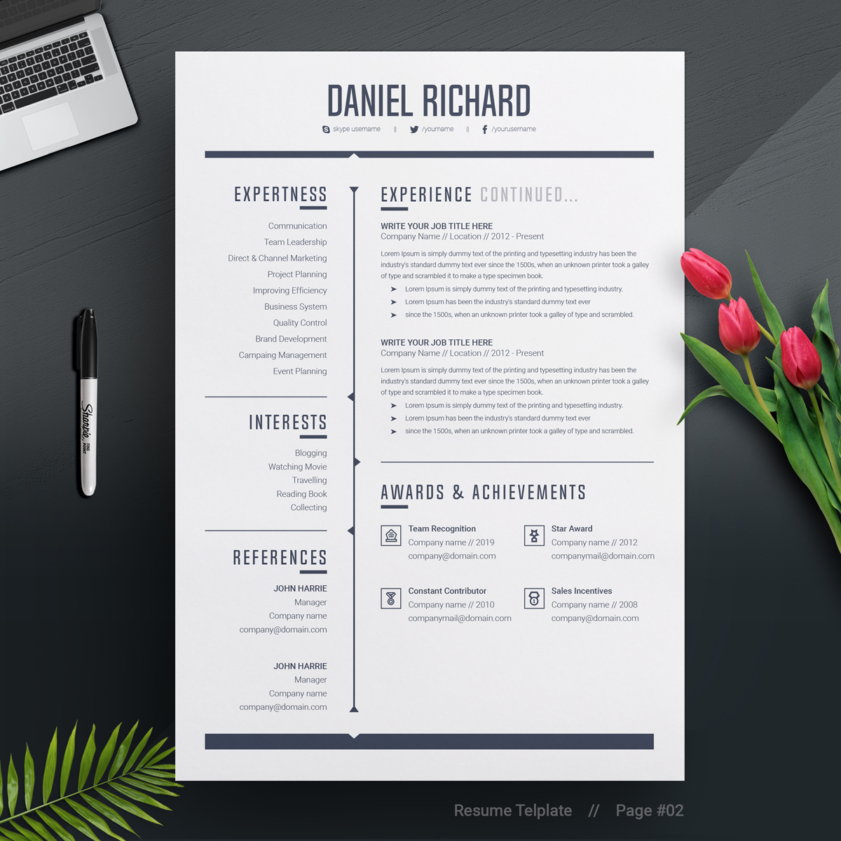 Download Резюме "Daniel Resume Template" / Daniel Resume Template - Резюме на тему графика resume template mac page 3 best clean cover letter creative curriculum vitae cv free modern design microsoft word pages photoshop
