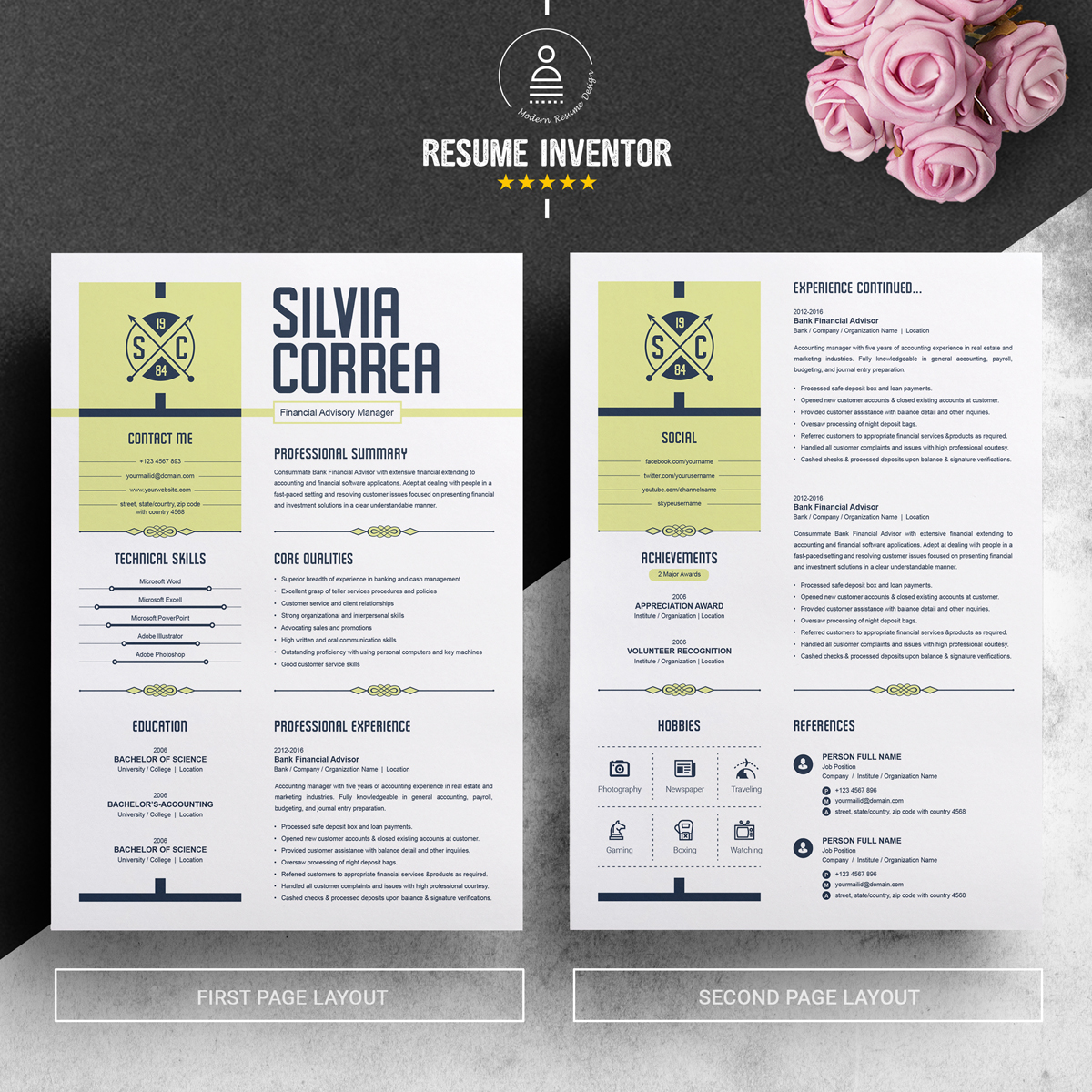 Download Резюме "Silvia Correa Resume Template" / Silvia Correa Resume Template - Резюме на тему графика resume template cv curriculum vitae modern clean word microsoft a4 us letter monochrome minimal diy teacher creative professional feminine