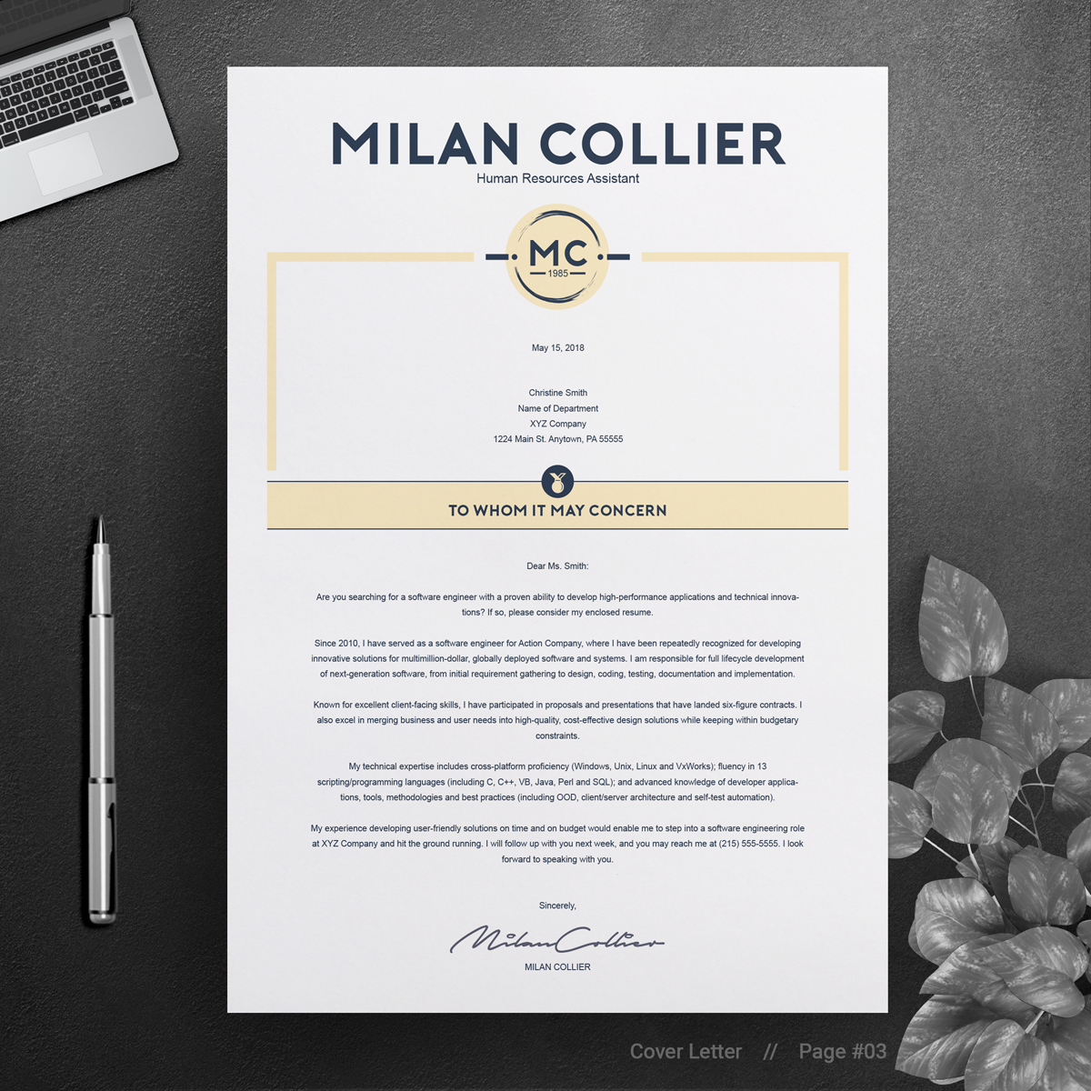 Download Резюме "Milan Collier Resume Template" / Milan Collier Resume Template - Резюме на тему графика resume template cv curriculum vitae modern clean word microsoft a4 us letter monochrome minimal diy teacher creative professional feminine