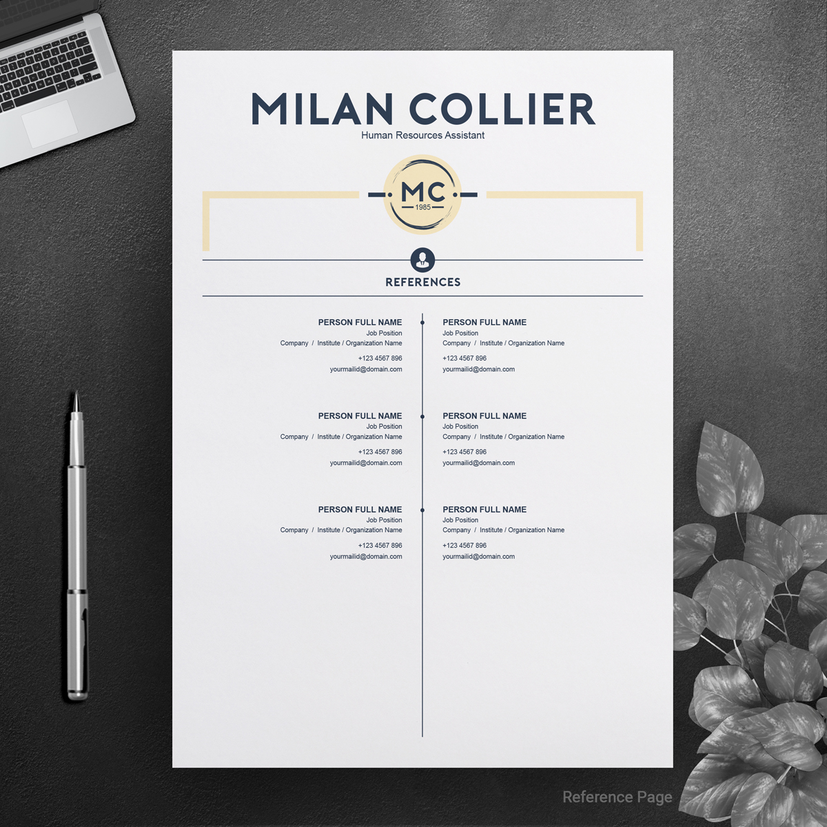 Download Резюме "Milan Collier Resume Template" / Milan Collier Resume Template - Резюме на тему графика resume template cv curriculum vitae modern clean word microsoft a4 us letter monochrome minimal diy teacher creative professional feminine