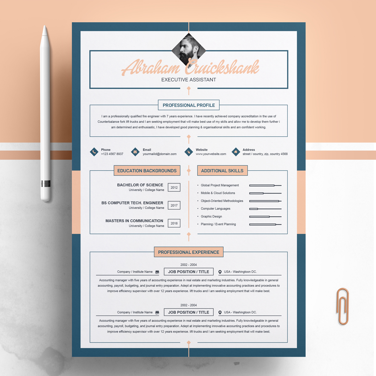 Download Резюме "Teacher Resume Template" / Teacher Resume Template - Резюме на тему графика resume template cv curriculum vitae modern clean word microsoft a4 us letter monochrome minimal diy teacher creative professional feminine