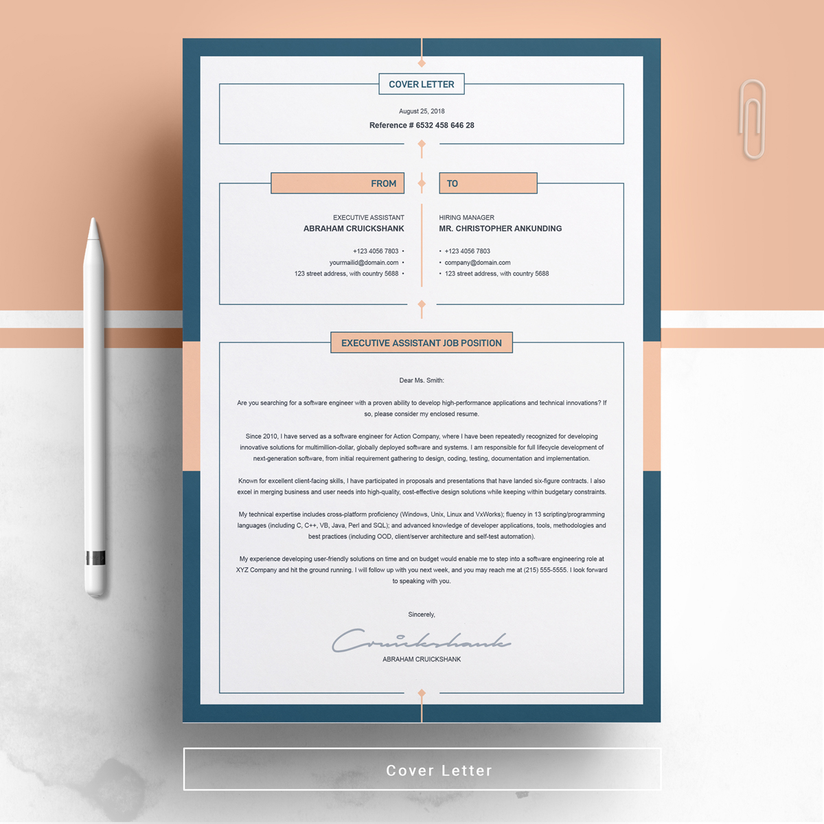 Download Резюме "Teacher Resume Template" / Teacher Resume Template - Резюме на тему графика resume template cv curriculum vitae modern clean word microsoft a4 us letter monochrome minimal diy teacher creative professional feminine