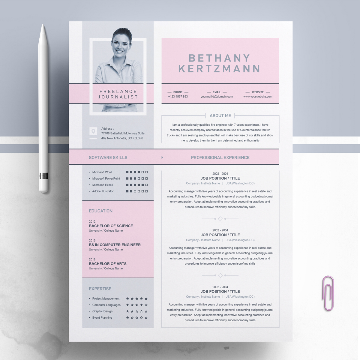 Download Резюме "Journalist Resume Template" / Journalist Resume Template - Резюме на тему графика resume template cv curriculum vitae modern clean word microsoft a4 us letter monochrome minimal diy teacher creative professional feminine