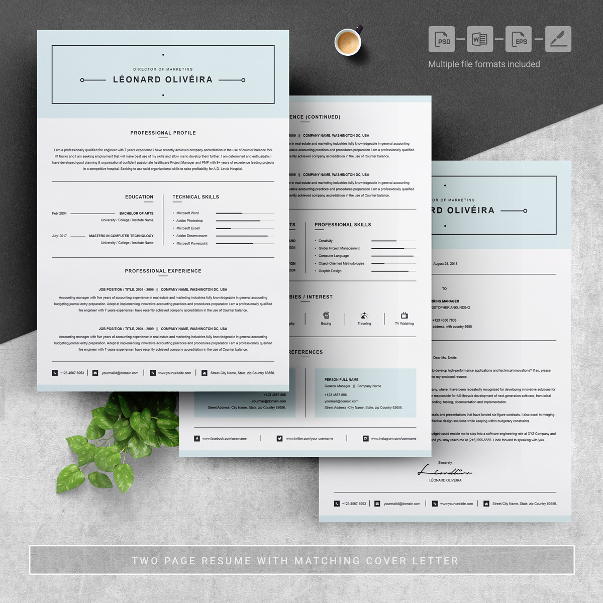Download Резюме "Leonard Resume Template" / Leonard Resume Template - Резюме на тему графика resume template creative cv professional modern free curriculum vitae design with photo word microsoft mac pages photoshop psd illustrator eps