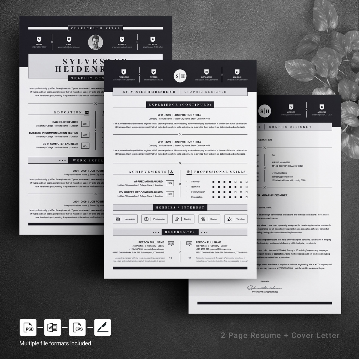 Download Резюме "Sylvester Resume Template" / Sylvester Resume Template - Резюме на тему графика resume template cv design psd photoshop word vintage docx templates indesign ms clean professional hipster elegant curriculum vitae cover letter