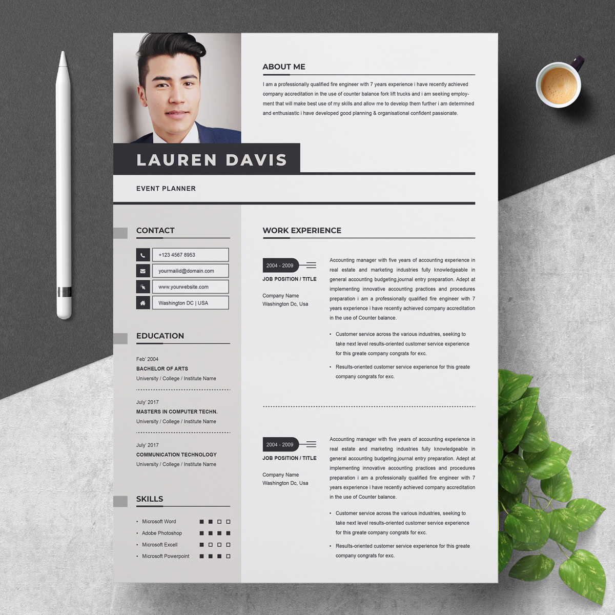 Download Резюме "Lauren Davis Resume Template" / Lauren Davis Resume Template - Резюме на тему графика resume design writing cover letter instant download for mac cv template infographic minimal swiss clean creative photoshop psd word