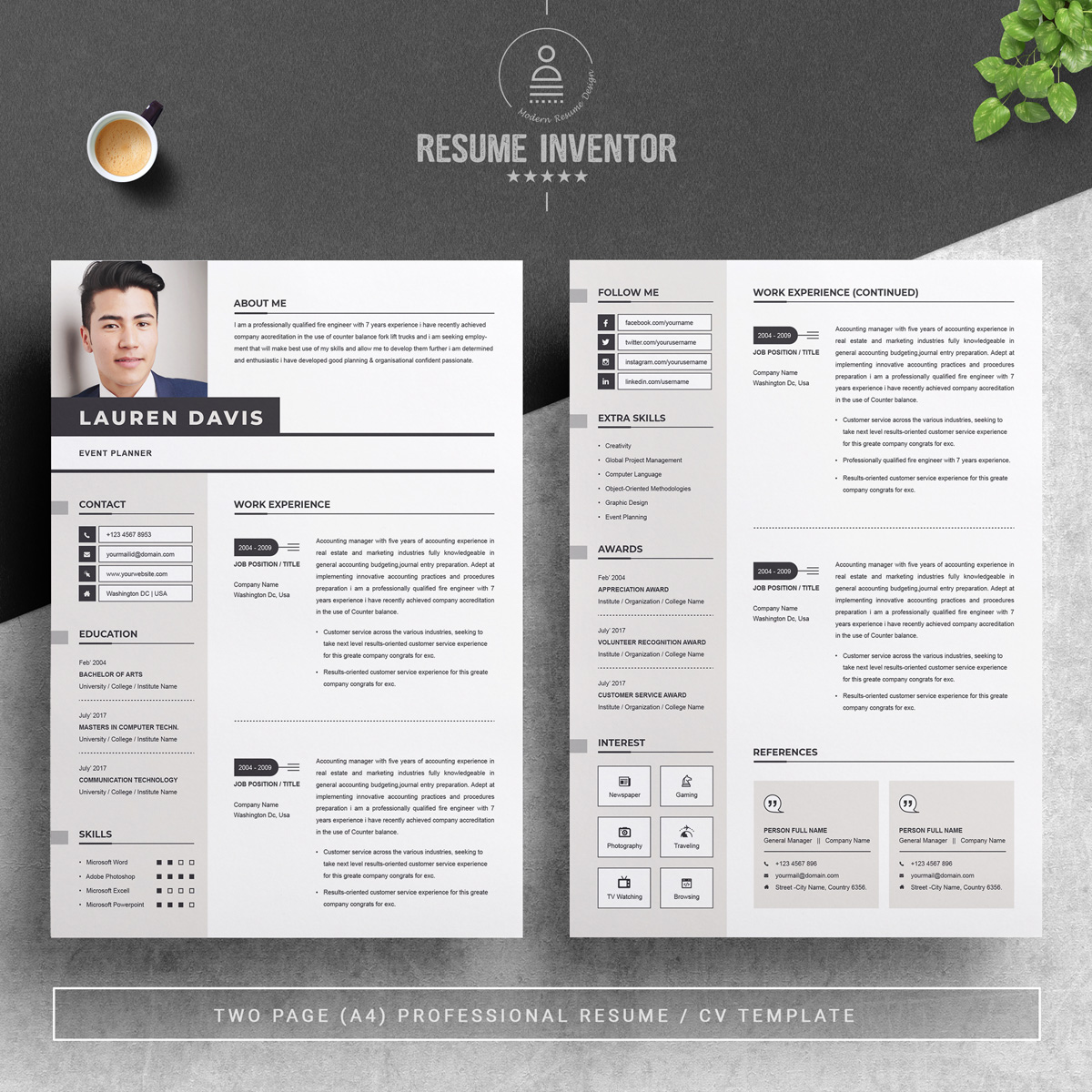 Download Резюме "Lauren Davis Resume Template" / Lauren Davis Resume Template - Резюме на тему графика resume design writing cover letter instant download for mac cv template infographic minimal swiss clean creative photoshop psd word