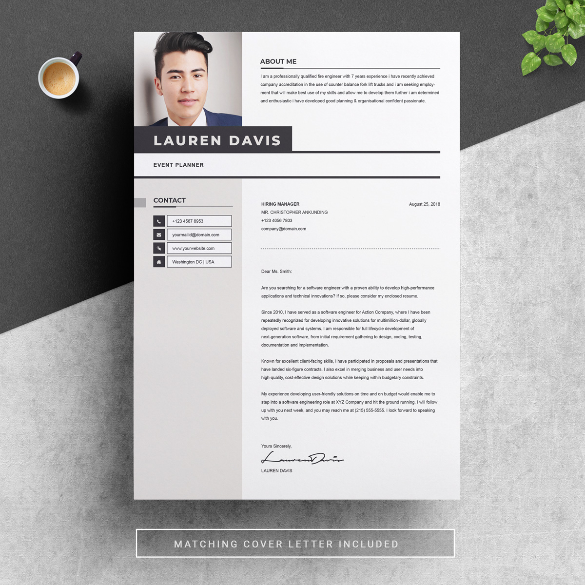 Download Резюме "Lauren Davis Resume Template" / Lauren Davis Resume Template - Резюме на тему графика resume design writing cover letter instant download for mac cv template infographic minimal swiss clean creative photoshop psd word