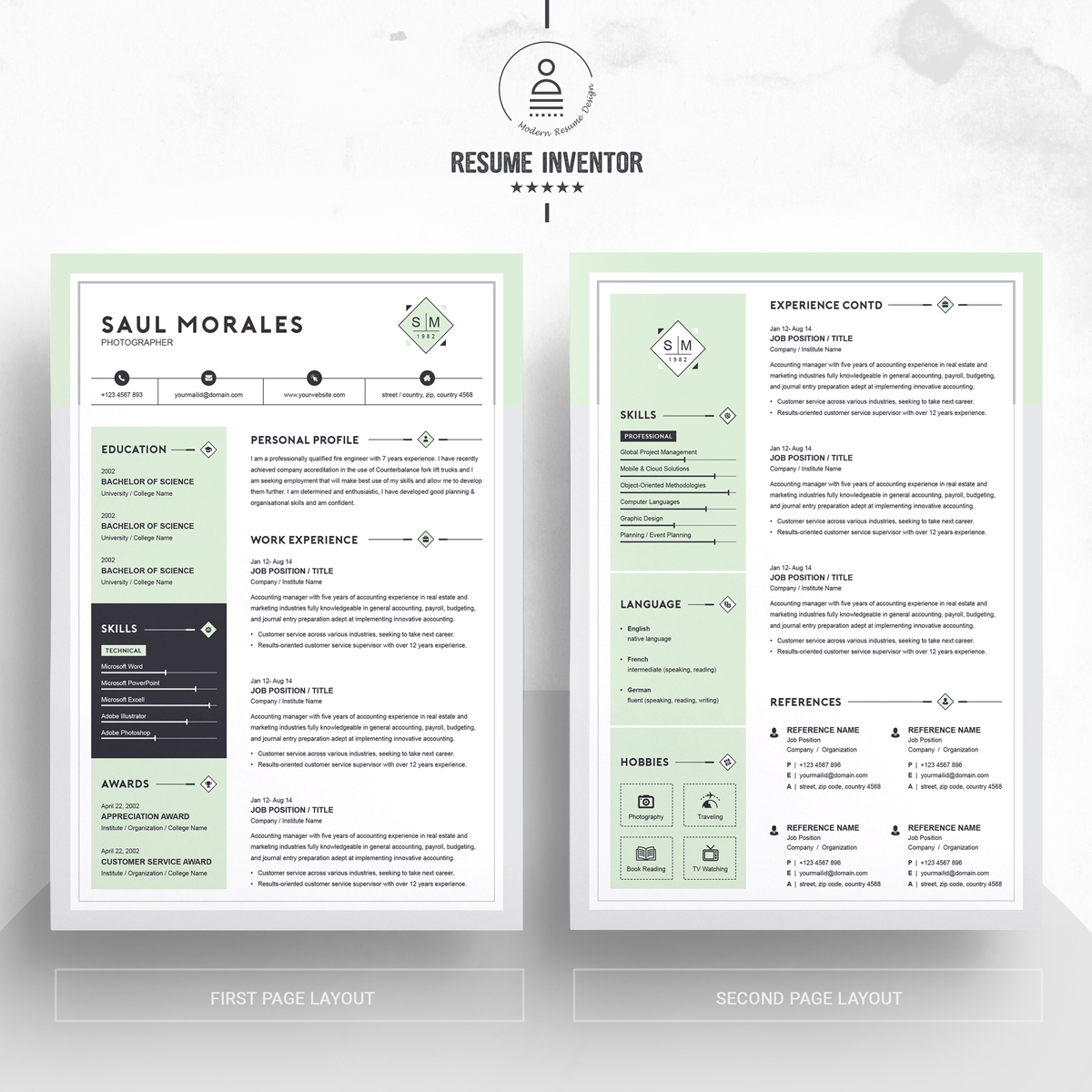 Download Резюме "Saul Morales Resume Template" / Saul Morales Resume Template - Резюме на тему графика resume template cv curriculum vitae modern clean word microsoft a4 us letter monochrome minimal diy teacher creative professional feminine