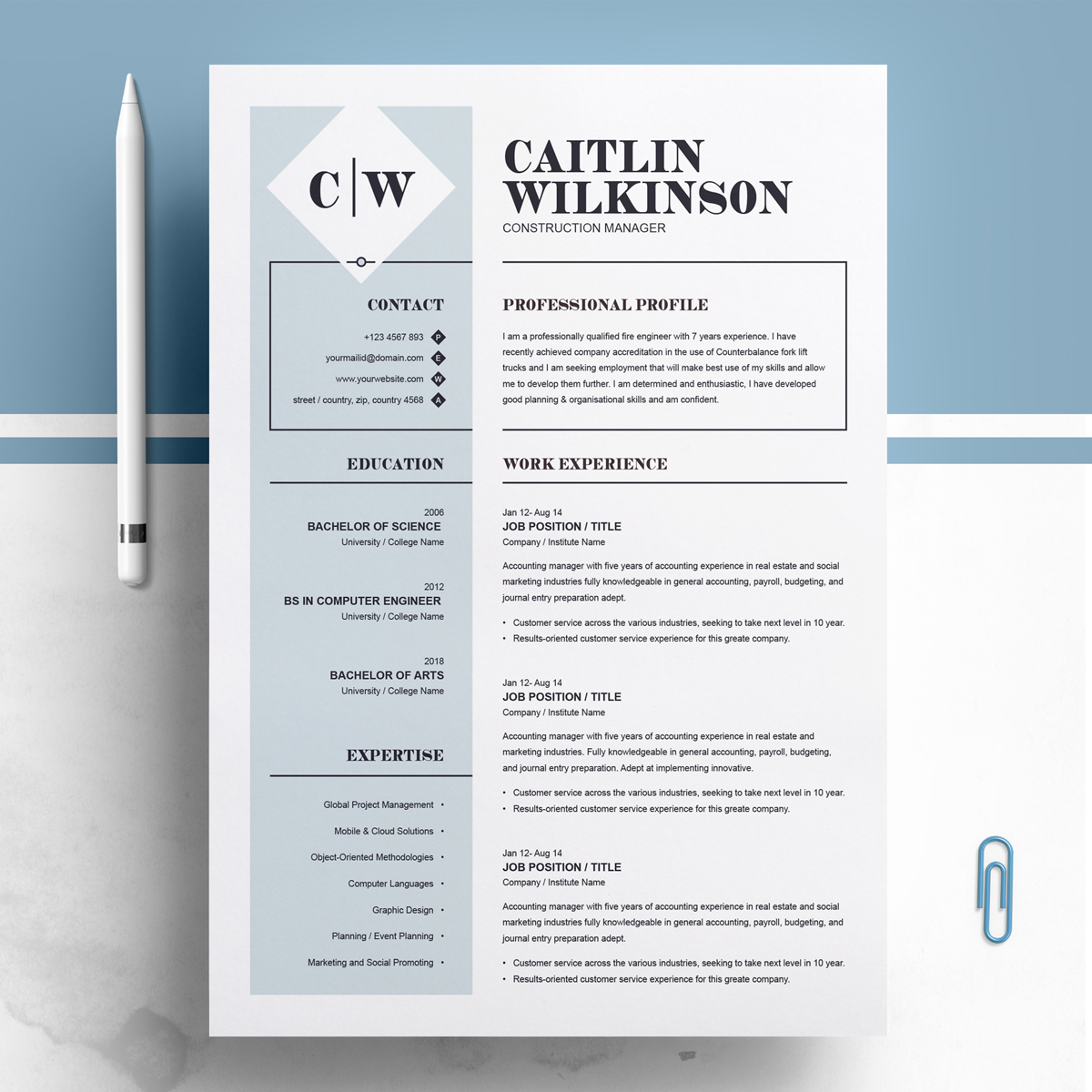 Download Резюме "Wilkinson Resume Template" / Wilkinson Resume Template - Резюме на тему графика 1 page resume 2 3 clean cover letter creative illustrator eps mac pages microsoft word modern photoshop psd professional design