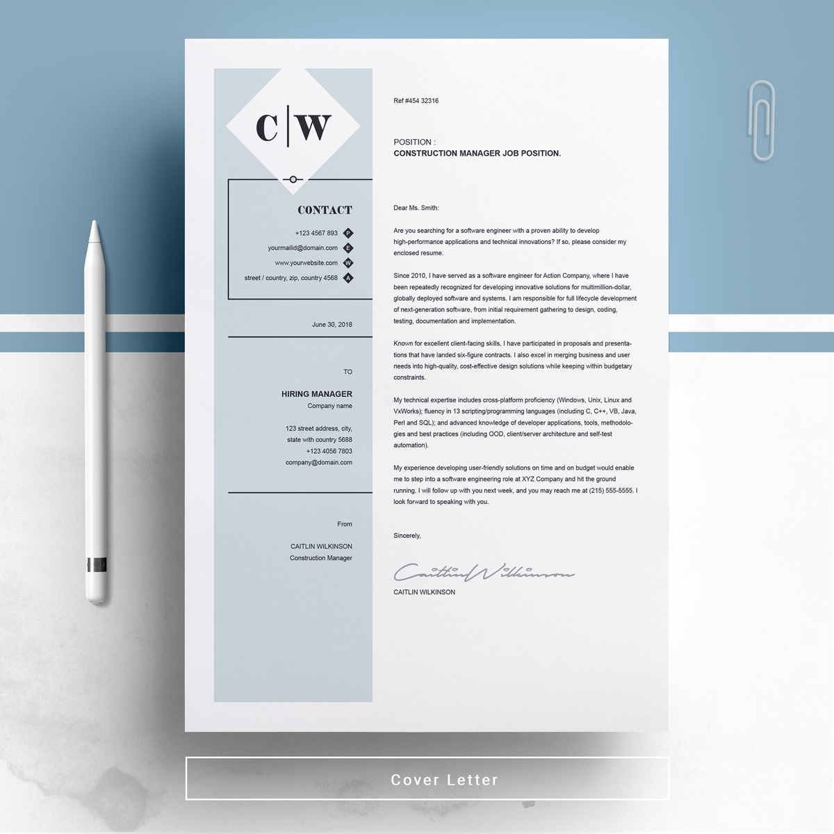 Download Резюме "Wilkinson Resume Template" / Wilkinson Resume Template - Резюме на тему графика 1 page resume 2 3 clean cover letter creative illustrator eps mac pages microsoft word modern photoshop psd professional design