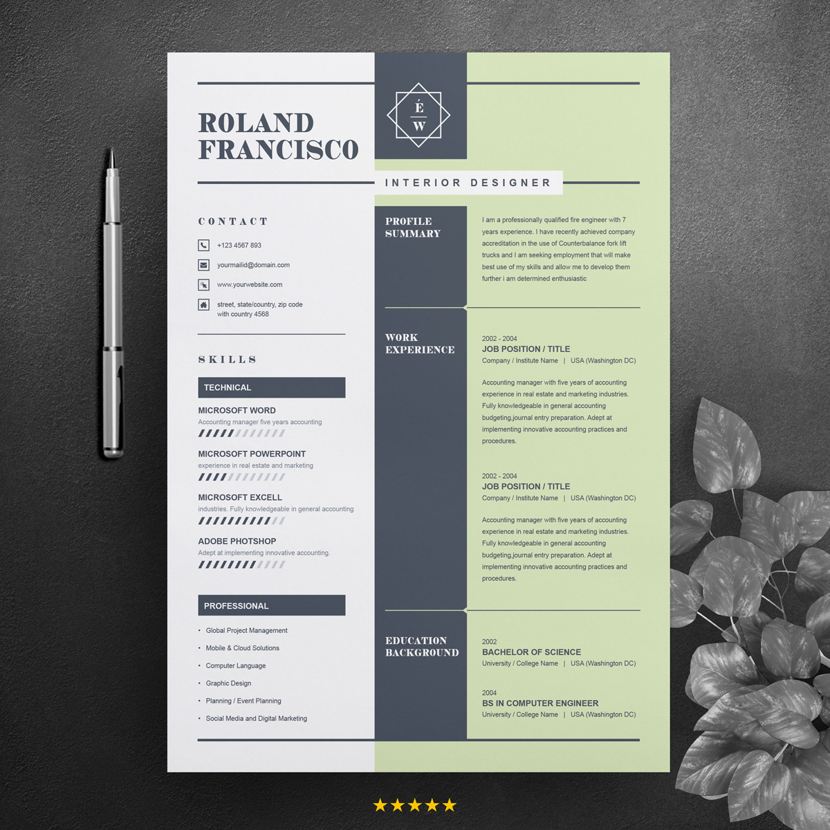 Download Резюме "Roland Resume Template" / Roland Resume Template - Резюме на тему графика resume template black cv and white professional curriculum vitae with photo word free microsoft mac pages photoshop psd illustrator eps
