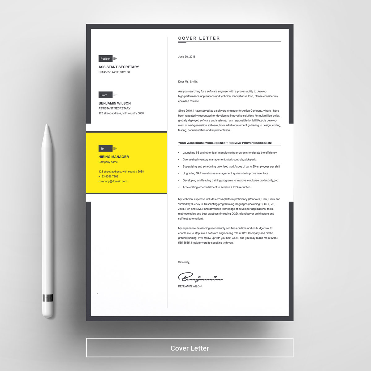 Download Резюме "Benjamin Wilson Resume Template" / Benjamin Wilson Resume Template - Резюме на тему графика 1 page resume 2 3 basic cv clean cover letter creative curriculum vitae template illustrator eps microsoft word modern photoshop