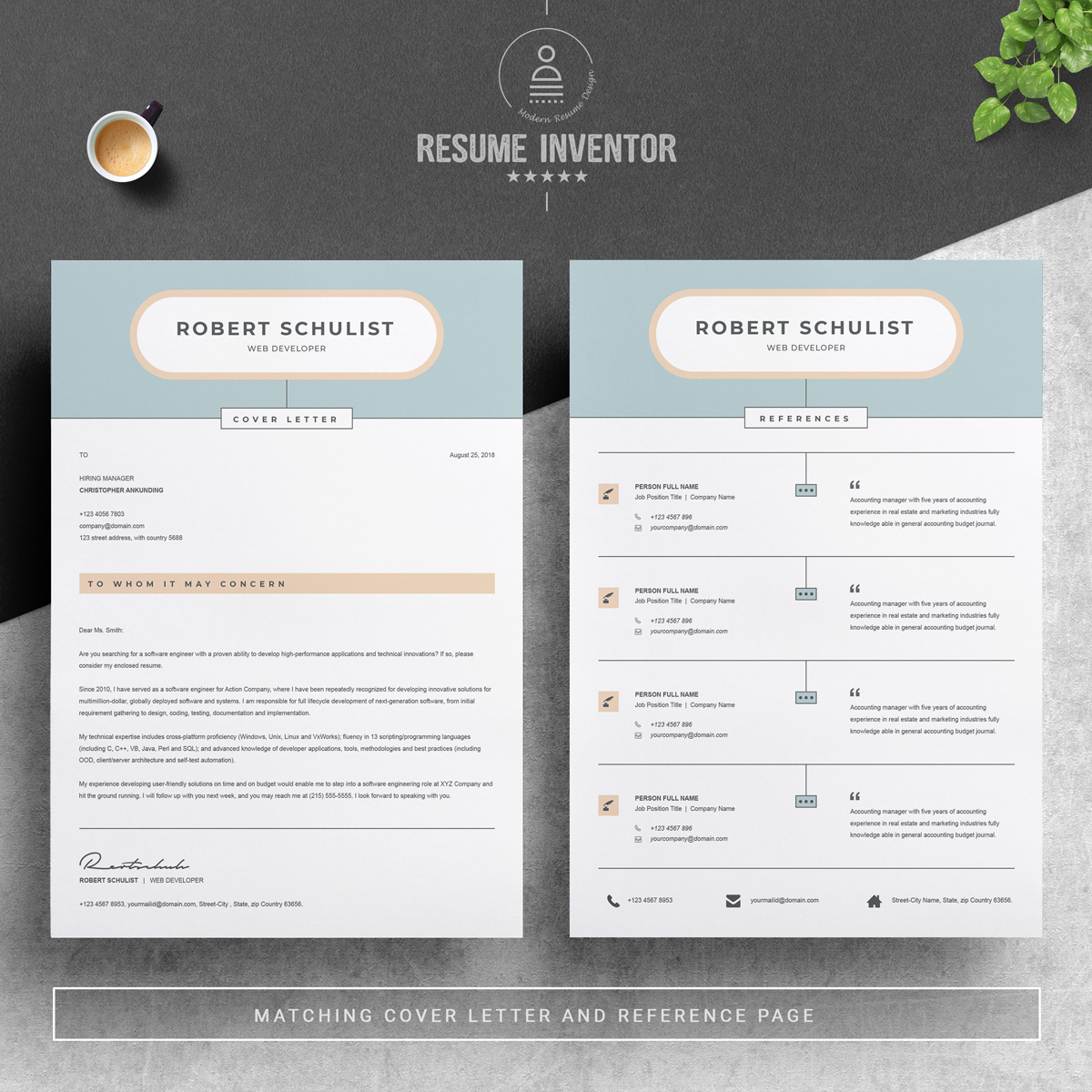 Download Резюме "Robert Schulist Resume Template" / Robert Schulist Resume Template - Резюме на тему графика professional resume cv template design word clean modern 2 page cover letter apple pages psd minimal microsoft mac photoshop illustrator