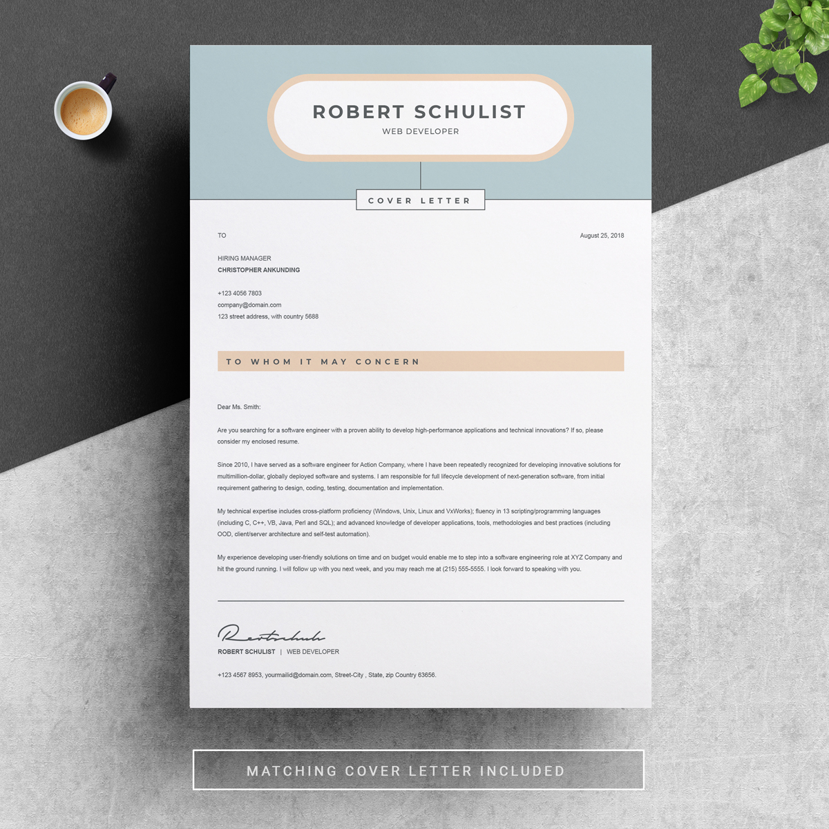 Download Резюме "Robert Schulist Resume Template" / Robert Schulist Resume Template - Резюме на тему графика professional resume cv template design word clean modern 2 page cover letter apple pages psd minimal microsoft mac photoshop illustrator