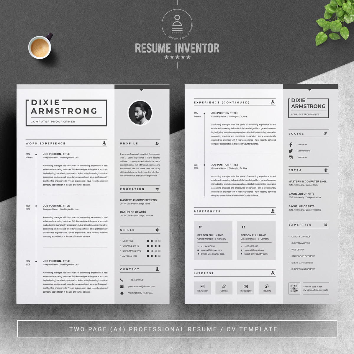Download Резюме "Dixie Resume Template" / Dixie Resume Template - Резюме на тему графика resume template professional cv design word clean modern 2 page microsoft mac pages photoshop psd illustrator eps 1 3 cover