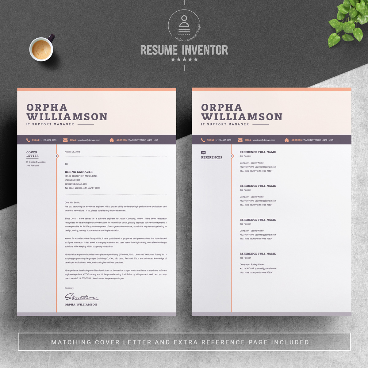 Download Резюме "Orpha Williamson Resume Template" / Orpha Williamson Resume Template - Резюме на тему графика professional resume cv template design word clean modern 2 page cover letter apple pages psd minimal microsoft mac photoshop illustrator