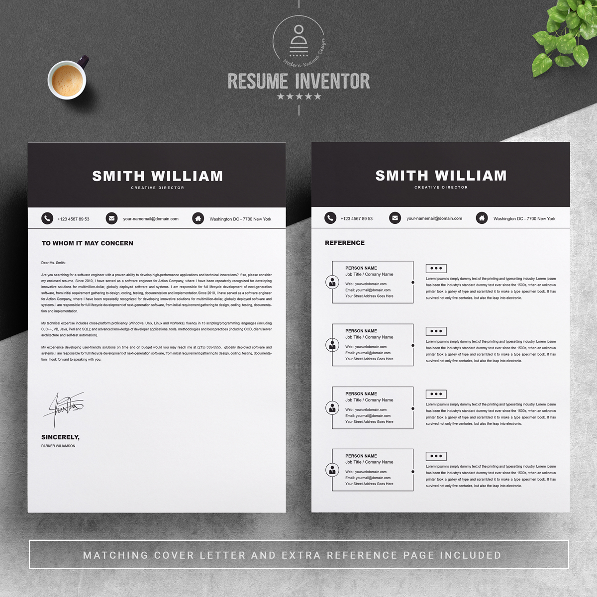 Download Резюме "Smith Williams Resume Template" / Smith Williams Resume Template - Резюме на тему графика professional resume cv template design word clean modern 2 page cover letter apple pages psd minimal microsoft mac photoshop illustrator