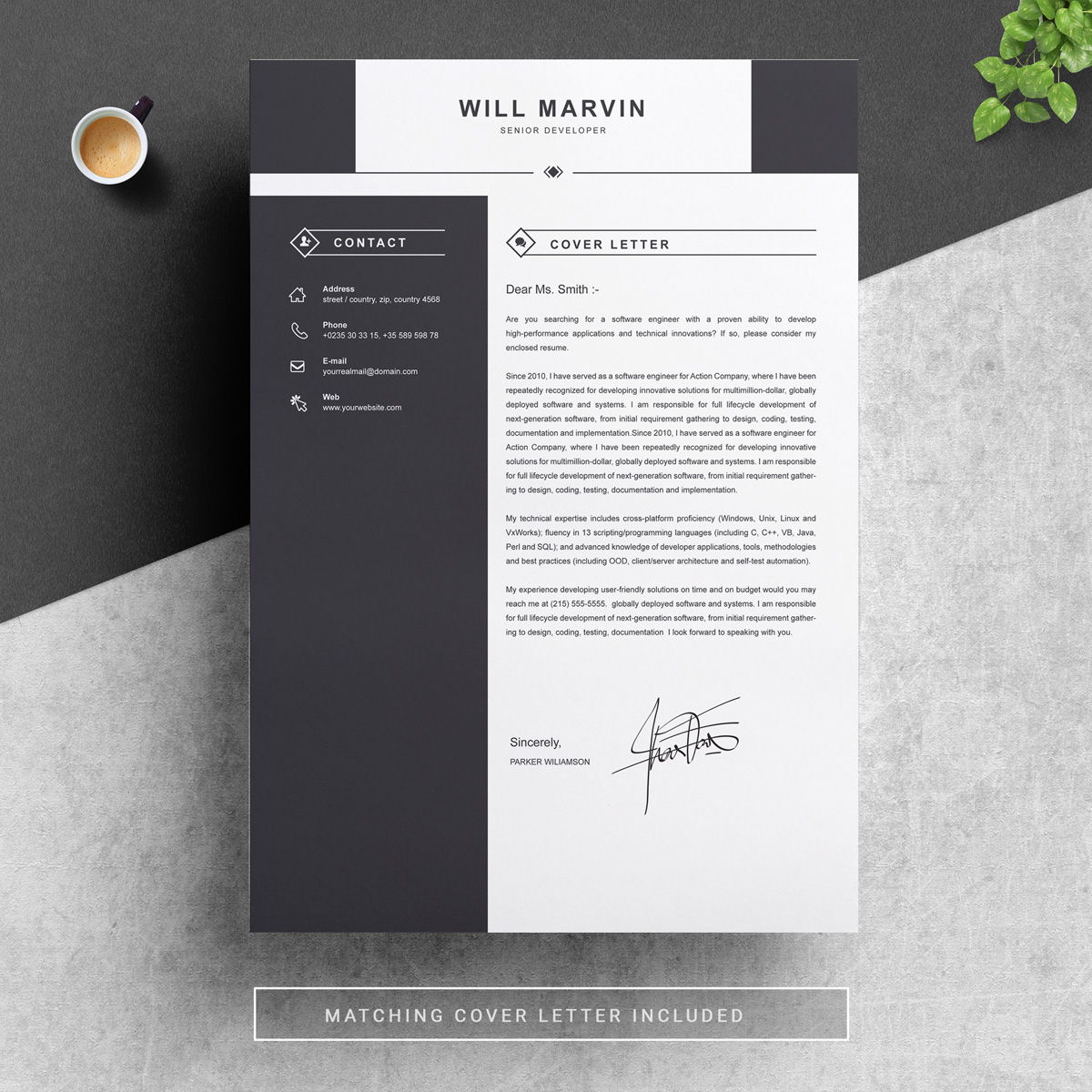 Download Резюме "Will Resume Template" / Will Resume Template - Резюме на тему графика resume 2 page clean cv cover letter design template illustrator eps mac pages microsoft word modern photoshop psd professional