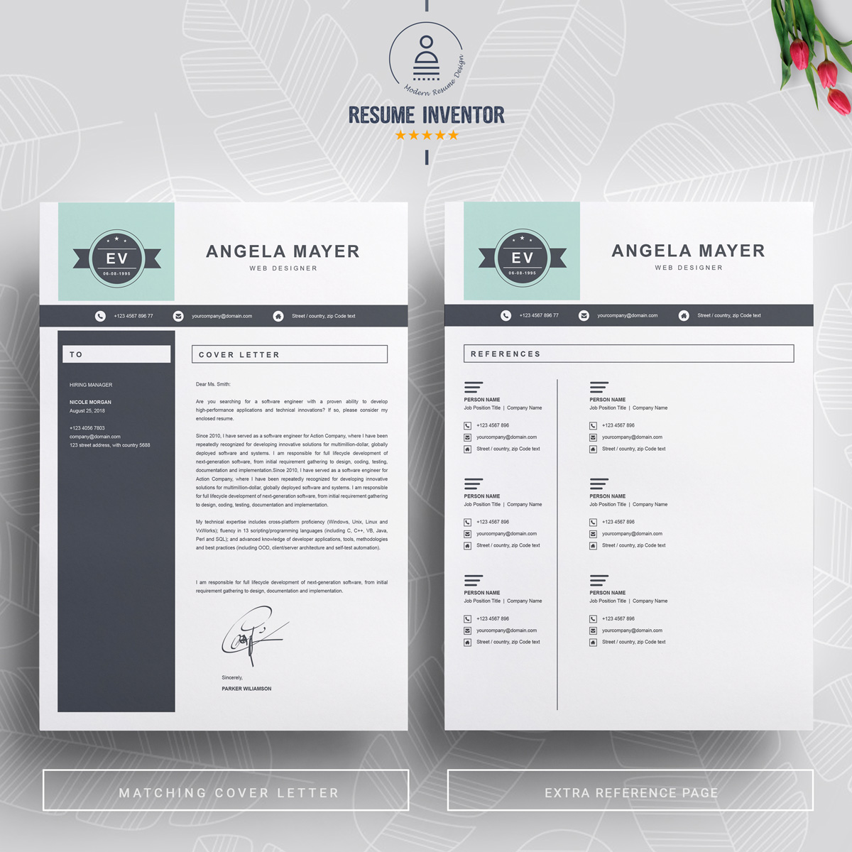 Download Резюме "Angela Resume Template" / Angela Resume Template - Резюме на тему графика 1 page resume 2 3 apple clean cover letter creative illustrator eps mac pages microsoft word minimal resume modern template