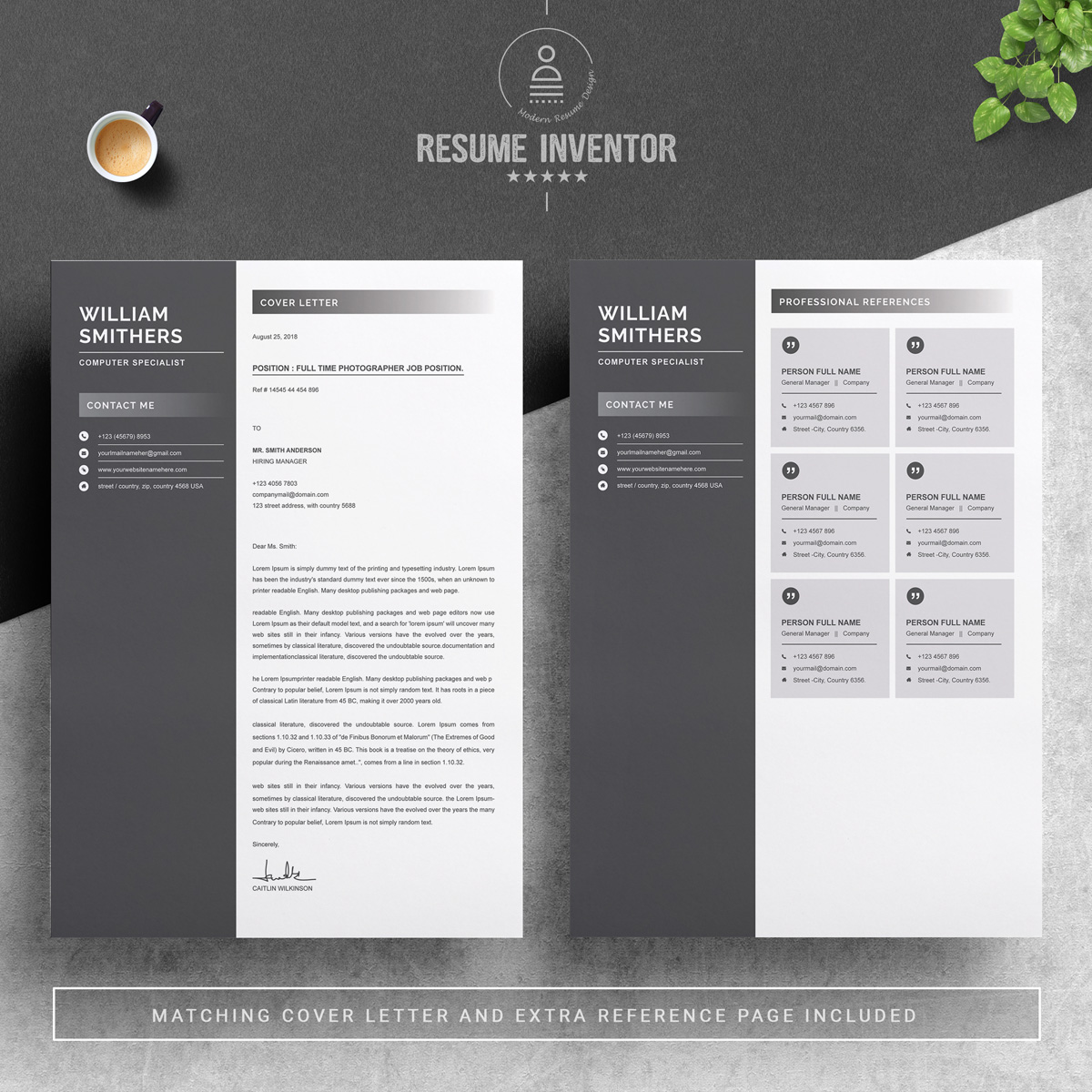 Download Резюме "William Resume Template" / William Resume Template - Резюме на тему графика 1 page resume 2 3 clean cover letter creative curriculum vitae cv template illustrator eps mac pages microsoft word modern