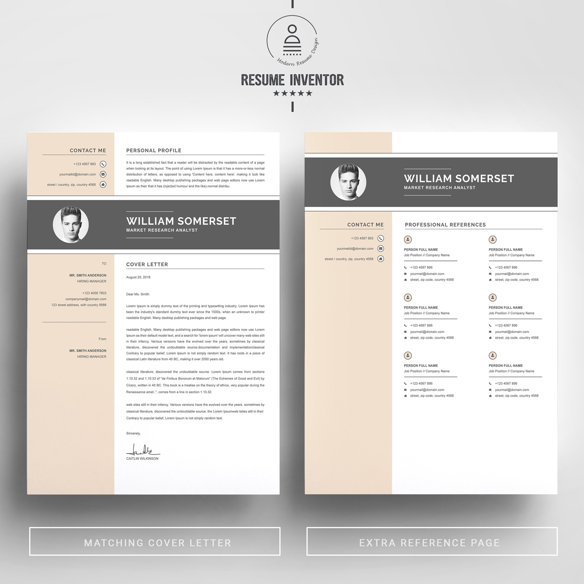 Download Резюме "William Resume Template" / William Resume Template - Резюме на тему графика 1 page resume 2 clean cv cover letter design template illustrator eps mac pages microsoft word modern photoshop psd professional