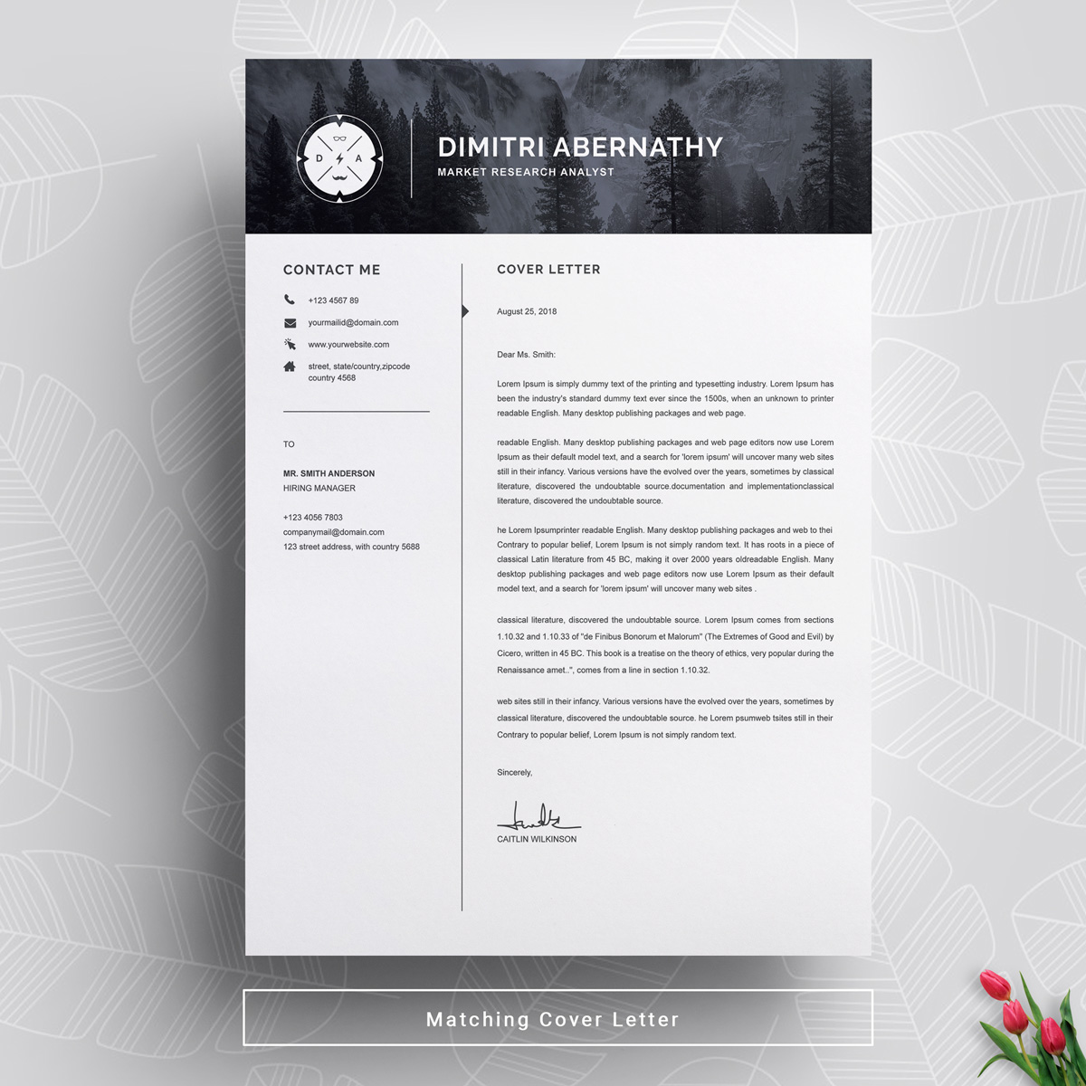 Download Резюме "Abarnathy Resume Template" / Abarnathy Resume Template - Резюме на тему графика 1 page resume 2 3 clean cover letter curriculum vitae cv template illustrator eps mac pages microsoft word minimal resume