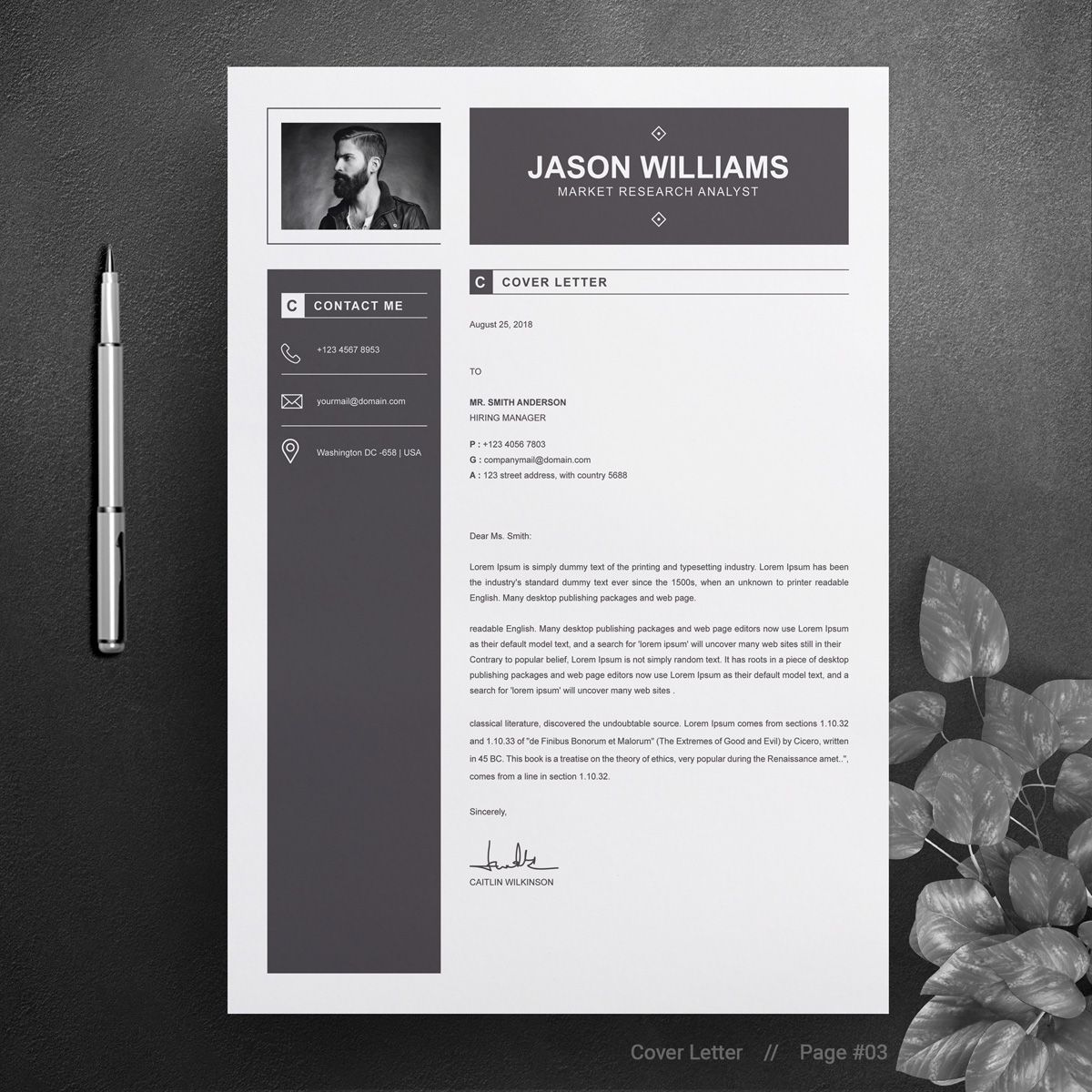 Download Резюме "Marketer Resume Template" / Marketer Resume Template - Резюме на тему графика 1 page resume 2 3 clean cover letter curriculum vitae cv template illustrator eps mac pages microsoft word minimal resume